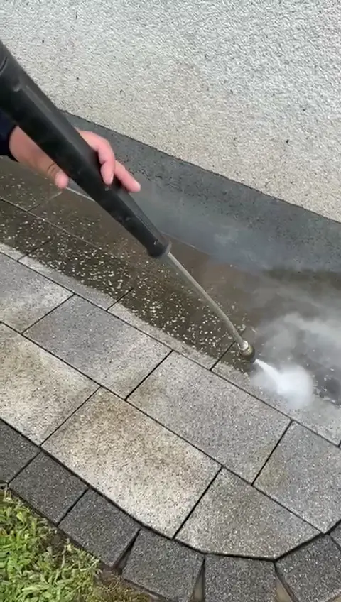 Reinigung einer Pflasterkante